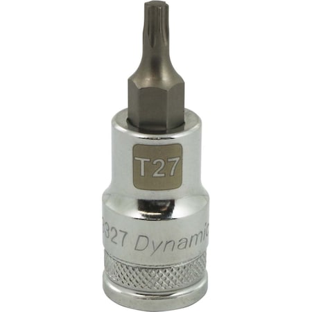 Dynamic Tools 1/2 Drive Torx Head, T27 Bit Regular Length, Chrome Socket D013327